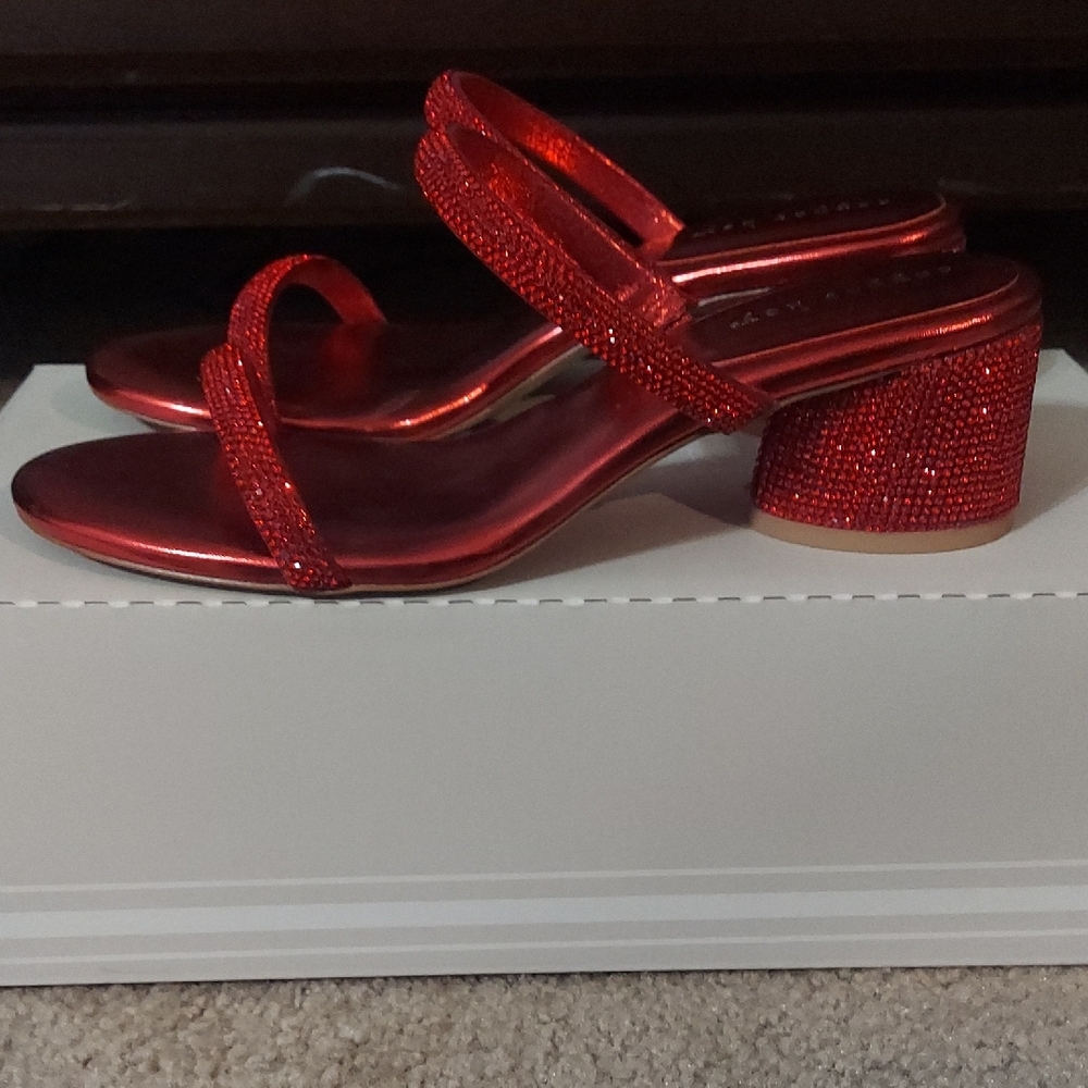 Copper Key Shimmering Red Block Heels